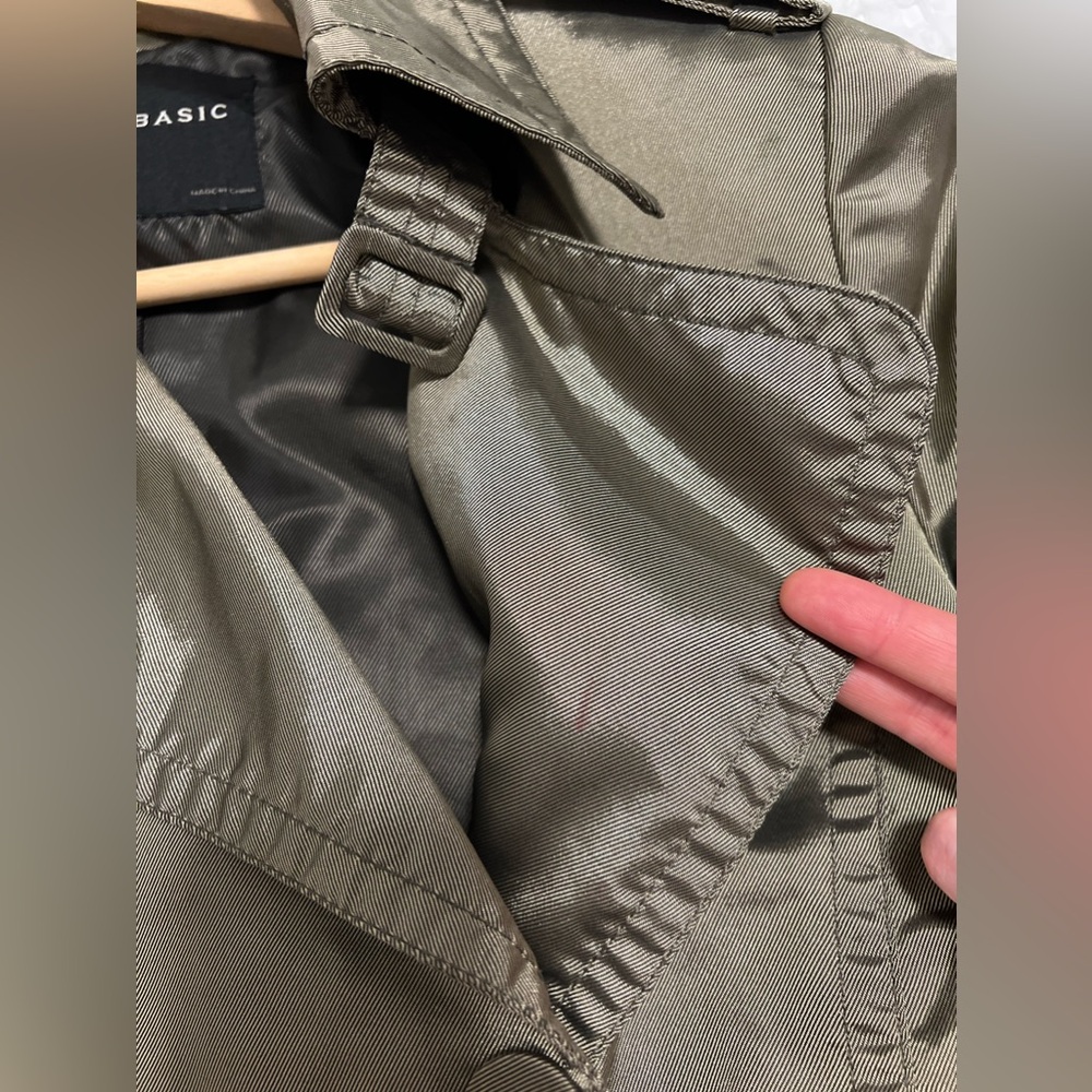 Zara Basic Double Breasted Metallic Olive Green C… - image 6